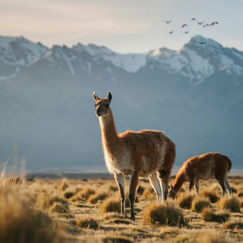 Guanaco sauvage dans les plaines de Patagonie